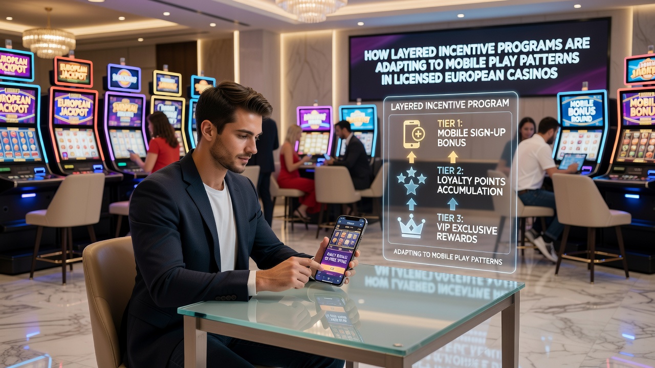 Darstellung von gestaffelten Bonusstufen und mobilen Nutzungsstatistiken in Casinos