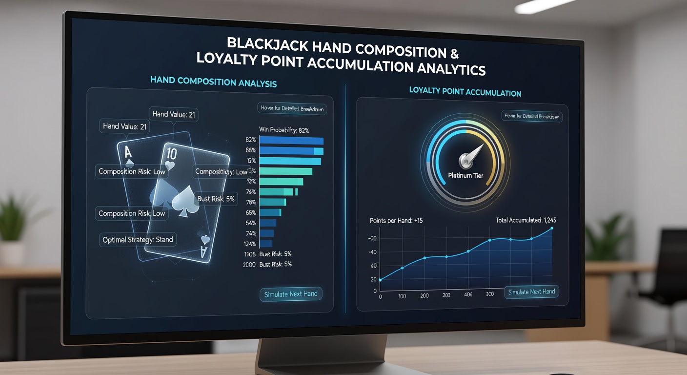 Analyse von Kartenkombinationen und Treuepunkte-Anzeige während einer digitalen Blackjack-Session